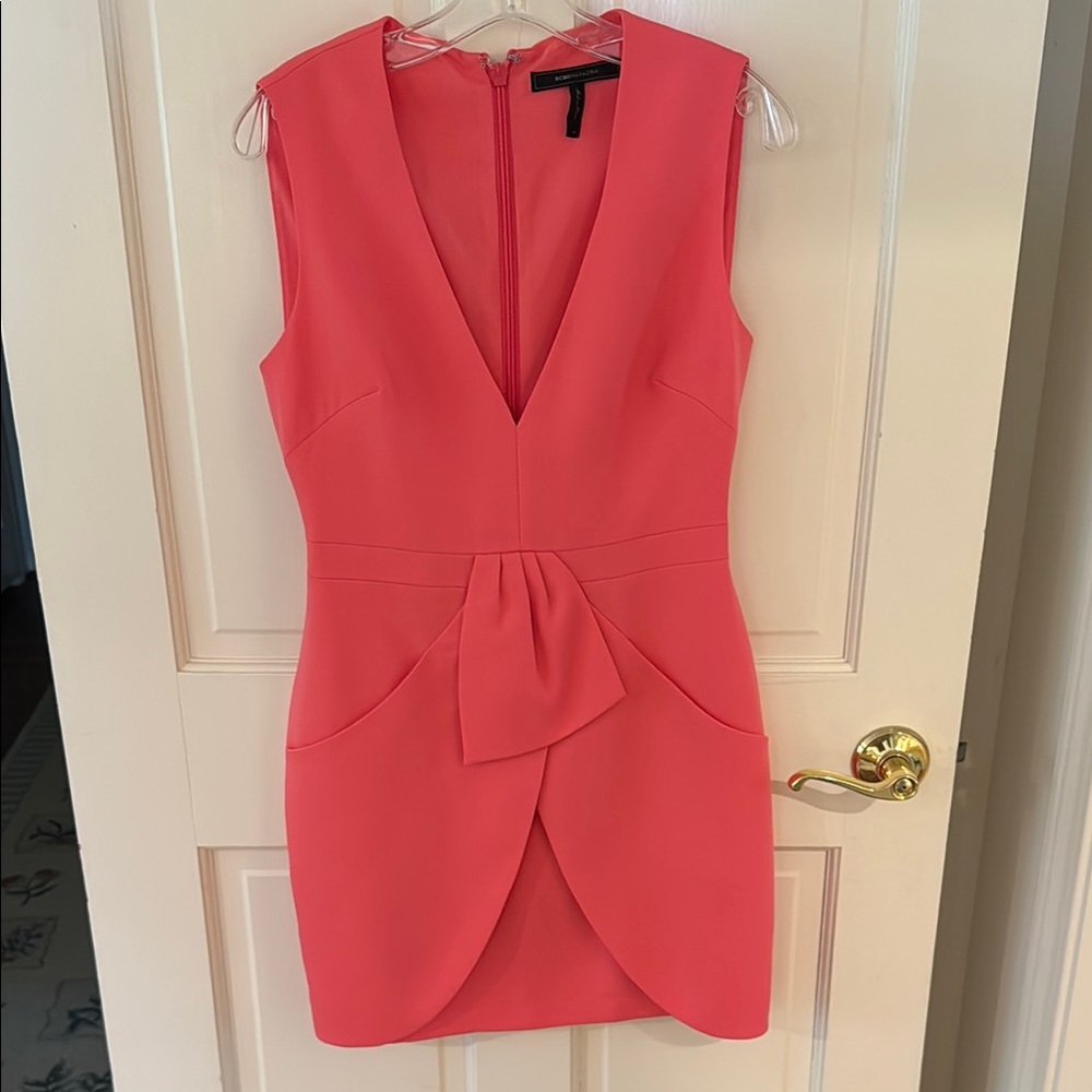 Elegant Coral Sleeveless Dress